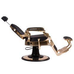 Fotel Barberski CAESAR BUZZ GOLD - Czarny -Wyposażenie Fryzjerskie- 