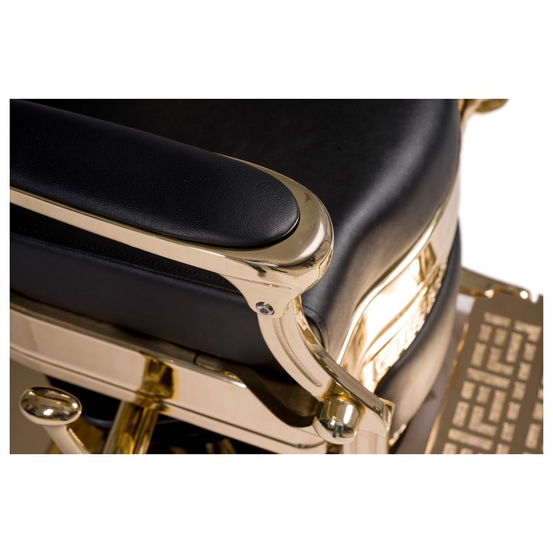Fotel Barberski CAESAR BUZZ GOLD - Czarny -Wyposażenie Fryzjerskie- 