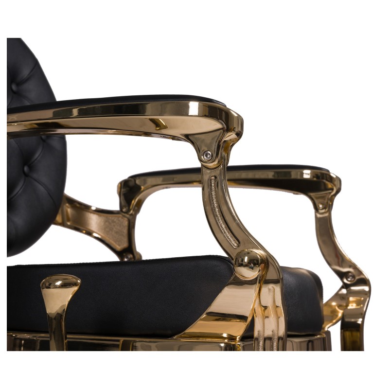 Fotel Barberski CAESAR BUZZ GOLD - Czarny -Wyposażenie Fryzjerskie- 