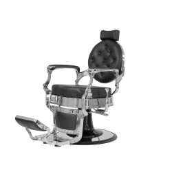 Fotel Barberski CAESAR BUZZ SILVER - Czarny -Wyposażenie Fryzjerskie- 