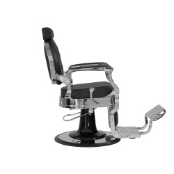 Fotel Barberski CAESAR BUZZ SILVER - Czarny -Wyposażenie Fryzjerskie- 