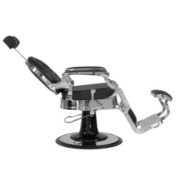 Fotel Barberski CAESAR BUZZ SILVER - Czarny -Wyposażenie Fryzjerskie- 