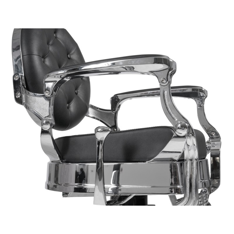 Fotel Barberski CAESAR BUZZ SILVER - Czarny -Wyposażenie Fryzjerskie- 