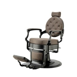 Fotel Barberski CAESAR BUZZ BLACK - Jasnobrązowy -Wyposażenie Fryzjerskie- 