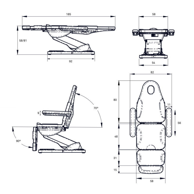 Fotel Kosmetyczny Elektryczny ASTON Biały -Meble kosmetyczne- 