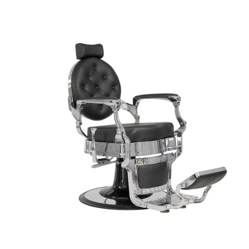 Fotel Barberski CAESAR BUZZ SILVER - Czarny -Wyposażenie Fryzjerskie- 