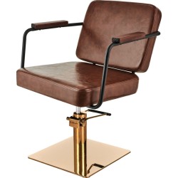 Brown barber chair gold base
