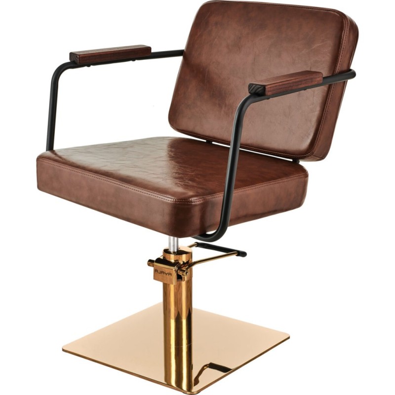 Brown barber chair gold base