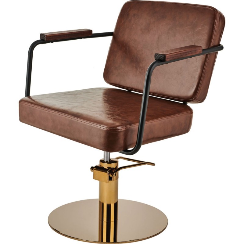 Brown salon chair gold base