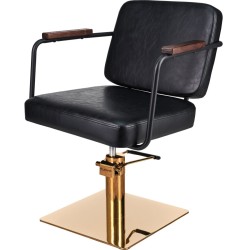 Czarny Fotel Fryzjerski ENZO - Złota Kwadratowa Podstawa - Ayala 48h
