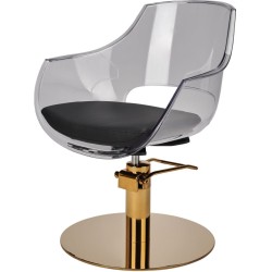 Fotel Fryzjerski GHOST - Złota Okrągła Podstawa - Ayala 48h -Fotele fryzjerskie- 
