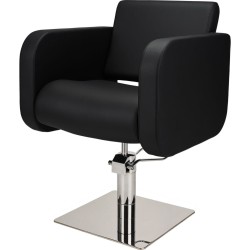 Czarny Fotel Fryzjerski GLOBE  - Srebrna Kwadratowa Podstawa - Ayala 48h -Fotele fryzjerskie- 