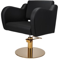 Czarny Fotel Fryzjerski HOLLY B  - Złota Okrągła Podstawa - Ayala 48h -Fotele fryzjerskie- 