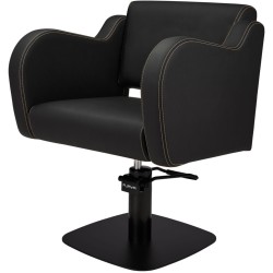Czarny Fotel Fryzjerski HOLLY G  - Czarna Kwadratowa Podstawa - Ayala 48h -Fotele fryzjerskie- 