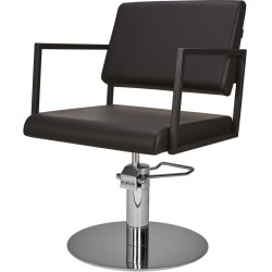 Czarny Fotel Fryzjerski LOFT - Srebrna Okrągła Podstawa - Ayala 48h -Fotele fryzjerskie- 