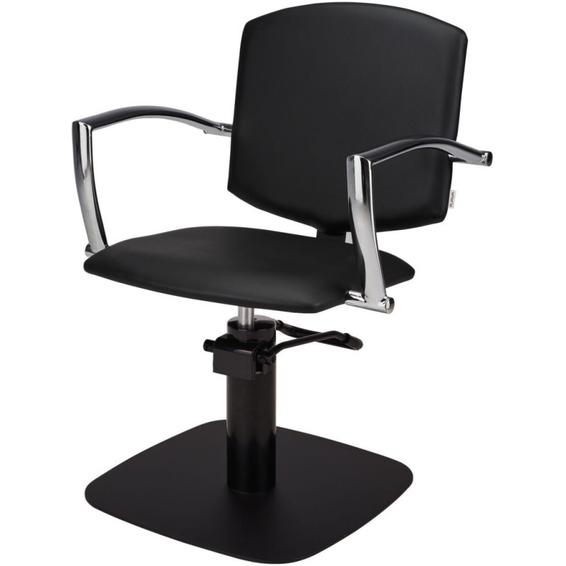 Czarny Fotel Fryzjerski PAKO - Czarna Kwadratowa Podstawa - Ayala 48h -Fotele fryzjerskie- 