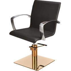 Czarny Fotel Fryzjerski PARTNER - Złota Kwadratowa Podstawa - Ayala 48h -Fotele fryzjerskie- 
