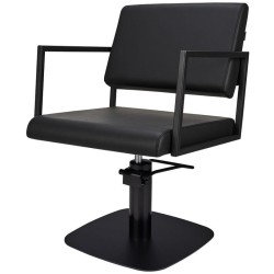 Czarny Fotel Fryzjerski LOFT - Czarna Kwadratowa Podstawa - Ayala 48h -Fotele fryzjerskie- 