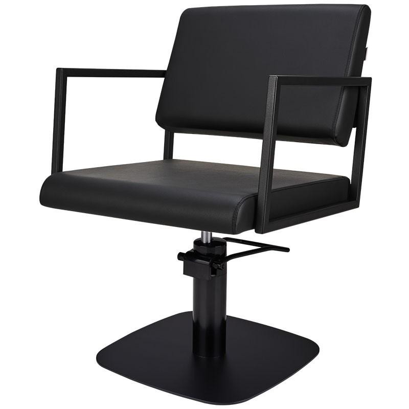 Czarny Fotel Fryzjerski LOFT - Czarna Kwadratowa Podstawa - Ayala 48h -Fotele fryzjerskie- 