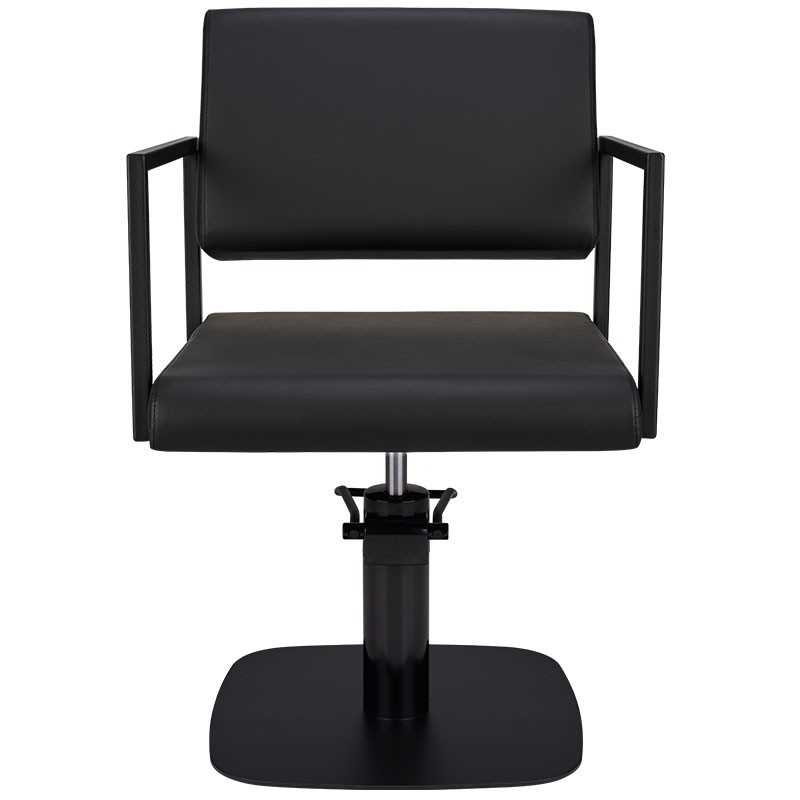 Czarny Fotel Fryzjerski LOFT - Czarna Kwadratowa Podstawa - Ayala 48h -Fotele fryzjerskie- 