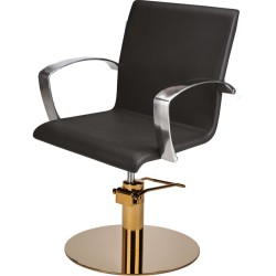 Czarny Fotel Fryzjerski PARTNER - Srebrna Pięcioramienna Podstawa - Ayala 48h -Fotele fryzjerskie- 