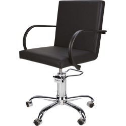 Czarny Fotel Fryzjerski PIK - Srebrna Pięcioramienna Podstawa - Ayala 48h -Fotele fryzjerskie- 