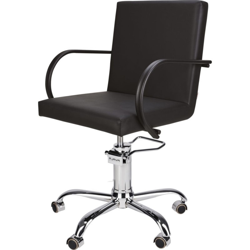 Czarny Fotel Fryzjerski PIK - Srebrna Pięcioramienna Podstawa - Ayala 48h -Fotele fryzjerskie- 