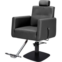 Czarny Fotel Fryzjerski RAY - Czarna Kwadratowa Podstawa - Ayala 48h -Fotele fryzjerskie- 
