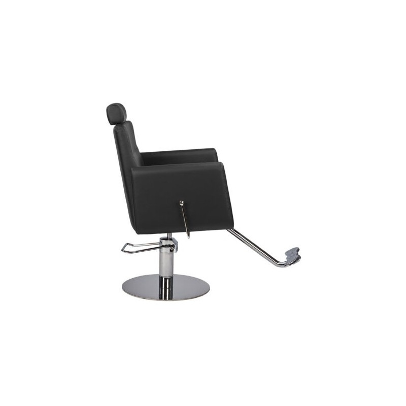 Czarny Fotel Fryzjerski RAY - Srebrna Okrągła Podstawa - Ayala 48h -Fotele fryzjerskie- 