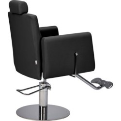 Czarny Fotel Fryzjerski RAY - Srebrna Okrągła Podstawa - Ayala 48h -Fotele fryzjerskie- 