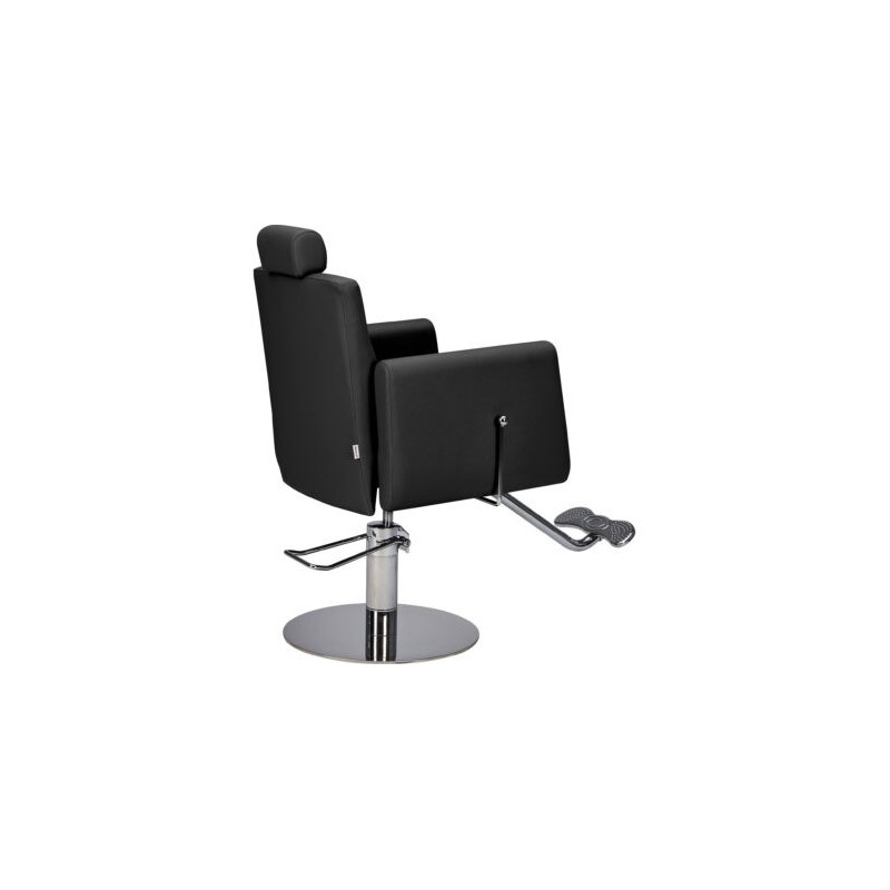 Czarny Fotel Fryzjerski RAY - Srebrna Okrągła Podstawa - Ayala 48h -Fotele fryzjerskie- 