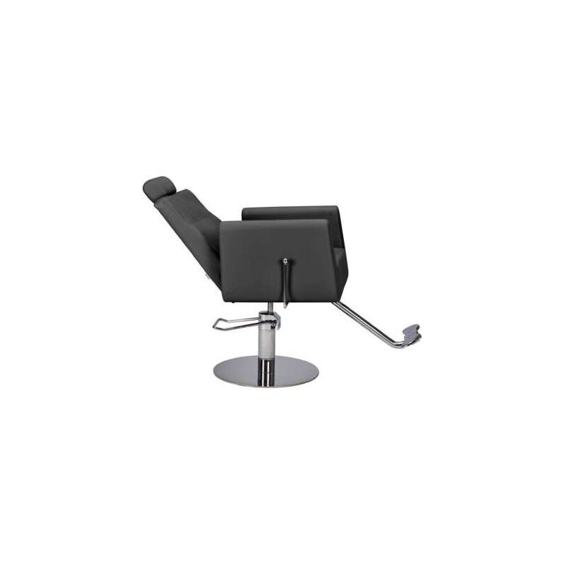 Czarny Fotel Fryzjerski RAY - Srebrna Okrągła Podstawa - Ayala 48h -Fotele fryzjerskie- 
