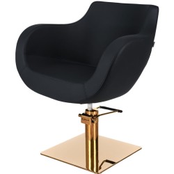 Czarny Fotel Fryzjerski THOMAS - Złota Kwadratowa Podstawa - Ayala 48h -Fotele fryzjerskie- 