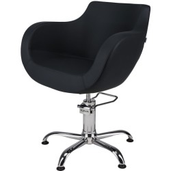 Czarny Fotel Fryzjerski THOMAS - Srebrna Pięcioramienna Podstawa - Ayala 48h -Fotele fryzjerskie- 