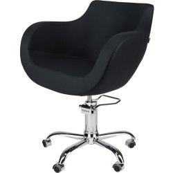 Czarny Fotel Fryzjerski THOMAS - Srebrna Pięcioramienna Podstawa - Ayala 48h -Fotele fryzjerskie- 