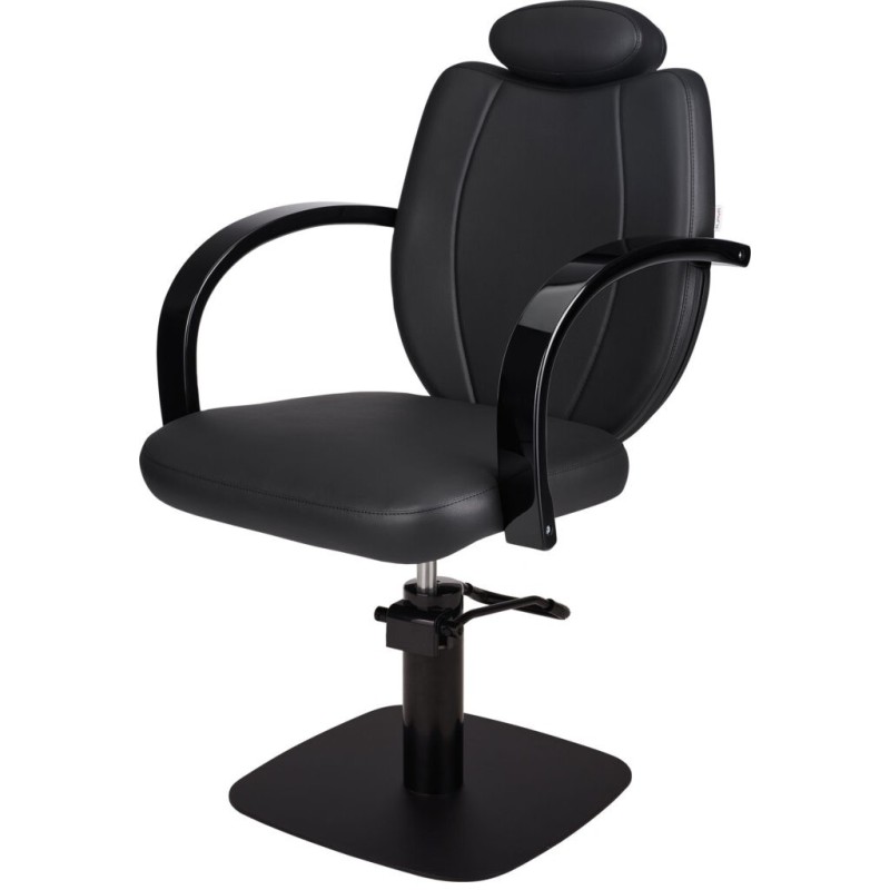 Czarny Fotel Fryzjerski TOLEDO - Czarna Kwadratowa Podstawa - Ayala 48h -Fotele fryzjerskie- 