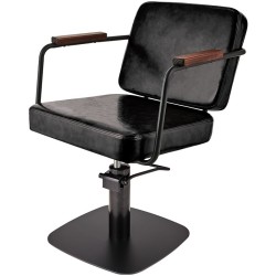 Czarny Fotel Fryzjerski ENZO - Czarna Kwadratowa Podstawa - Ayala 48h -Fotele fryzjerskie- 