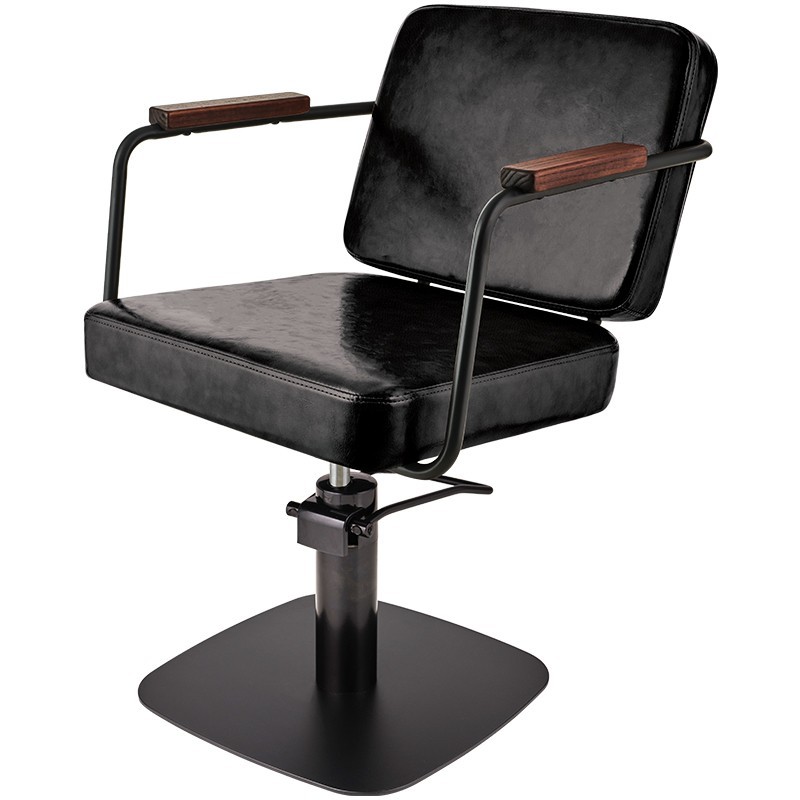 Czarny Fotel Fryzjerski ENZO - Czarna Kwadratowa Podstawa - Ayala 48h -Fotele fryzjerskie- 