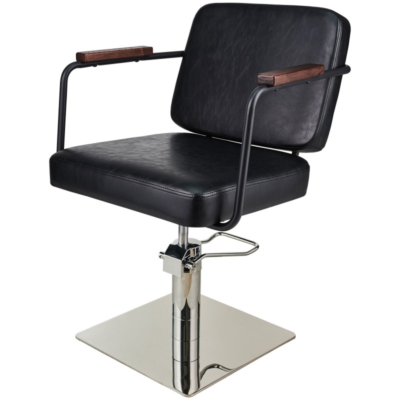 Black barber chair silver base