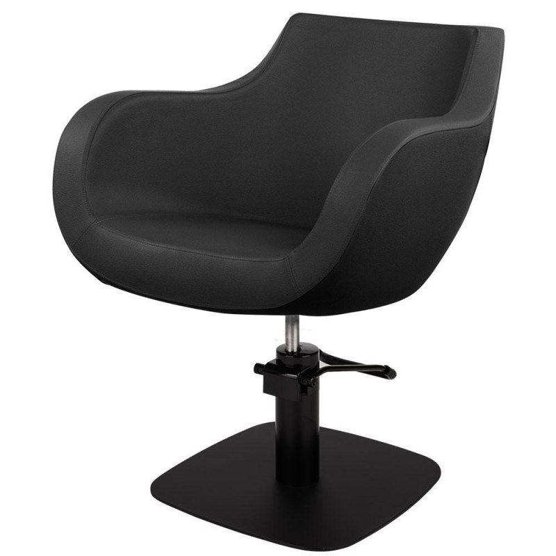 Czarny Fotel Fryzjerski THOMAS - Czarna Kwadratowa Podstawa - Ayala 48h -Fotele fryzjerskie- 