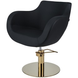 Czarny Fotel Fryzjerski THOMAS - Złota Okrągła Podstawa - Ayala 48h -Fotele fryzjerskie- 