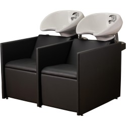 Czarna Podwójna Myjnia Fryzjerska LUNA SOFA - Biała Misa - Ayala 48h -Myjnie fryzjerskie- 