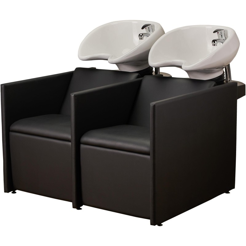 Czarna Podwójna Myjnia Fryzjerska LUNA SOFA - Biała Misa - Ayala 48h -Myjnie fryzjerskie- 