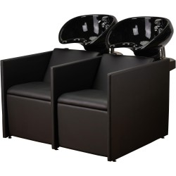 Czarna Podwójna Myjnia Fryzjerska LUNA SOFA - Czarna Misa - Ayala 48h -Myjnie fryzjerskie- 