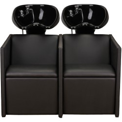 Czarna Podwójna Myjnia Fryzjerska LUNA SOFA - Czarna Misa - Ayala 48h -Myjnie fryzjerskie- 