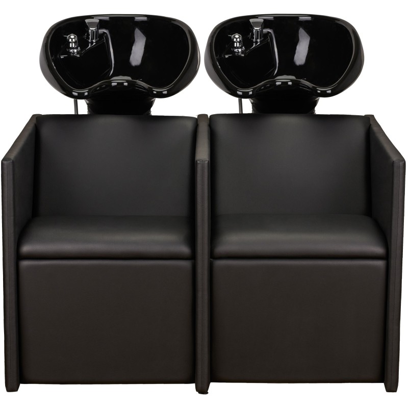 Czarna Podwójna Myjnia Fryzjerska LUNA SOFA - Czarna Misa - Ayala 48h -Myjnie fryzjerskie- 