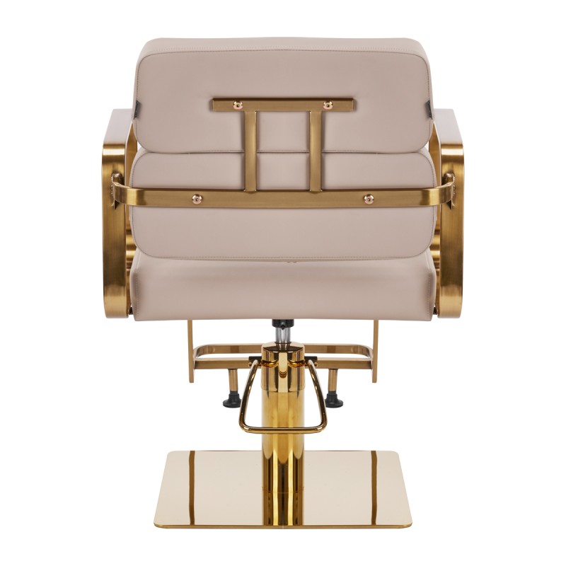 Beżowy fotel fryzjerski ze złotem