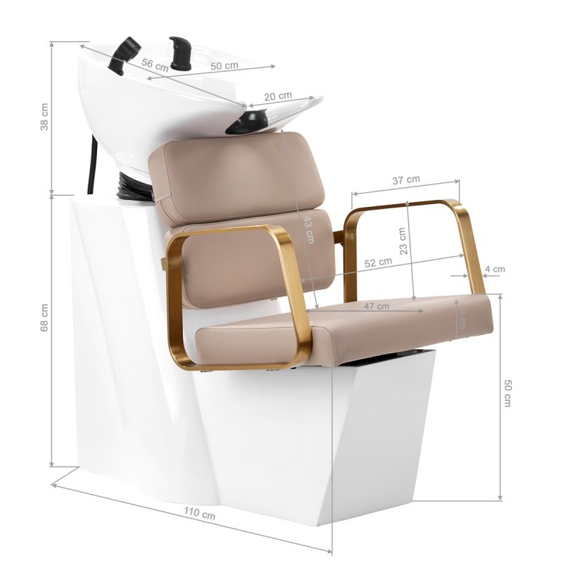 Gold beige reclining shampoo station