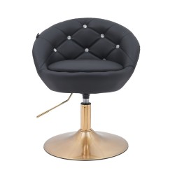 Fotel Hc948N Czarny Ekoskóra Złota Podstawa