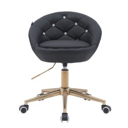 Fotel Hc948K Czarny Ekoskóra Złota Podstawa